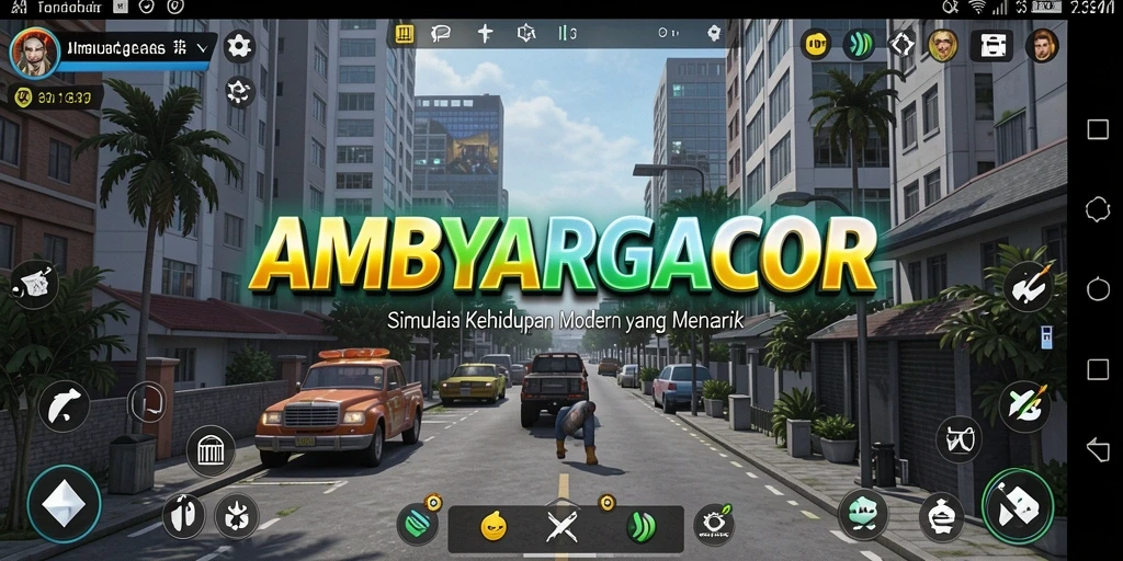 Tampilan gameplay <strong>AMBYARGACOR</strong> yang penuh warna dan interaktif.