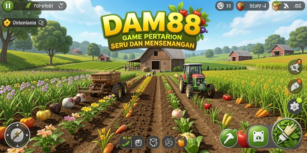 Screenshot gameplay menunjukkan aktivitas bertani yang seru di DAM88.
