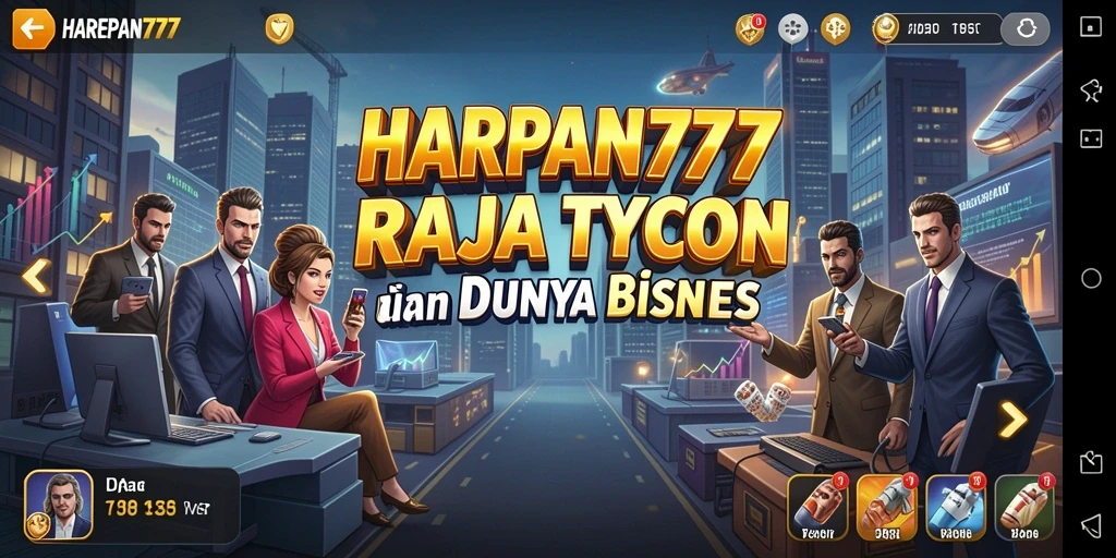 Tampilan gameplay HARAPAN777 yang menarik dengan elemen Tycoon.