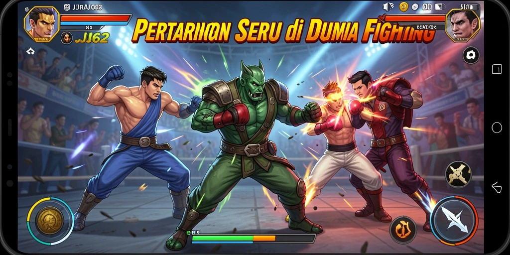 Screenshot gameplay JJ62 menampilkan aksi pertarungan yang seru dan grafis yang menakjubkan.
