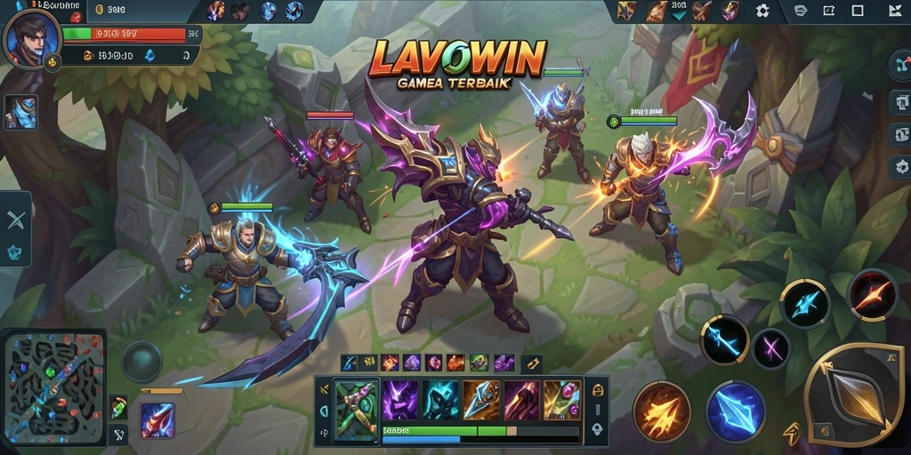 Screenshot gameplay LAVOWIN menampilkan pertarungan tim yang intens dan seru.