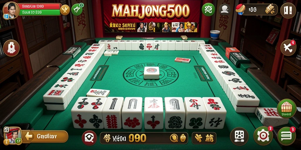 Gameplay seru MAHJONG500 dengan elemen musik yang interaktif.