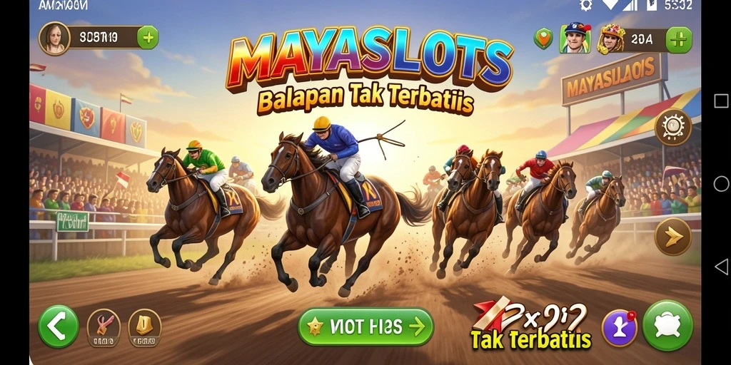 Tampilan balapan seru di MAYASLOTS dengan grafis menarik.