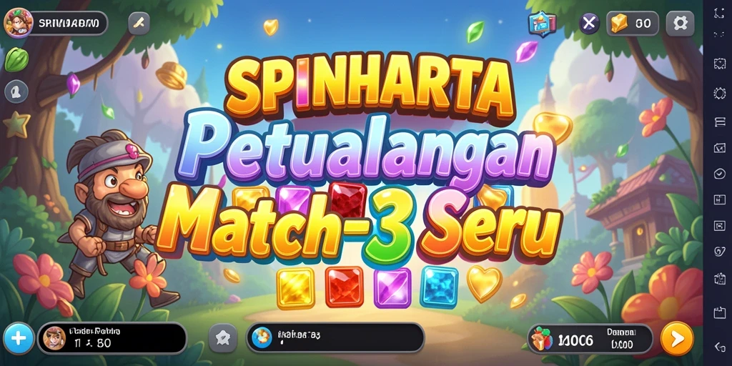 Tangkapan layar SPINHARTA menampilkan aksi seru permainan Match-3.