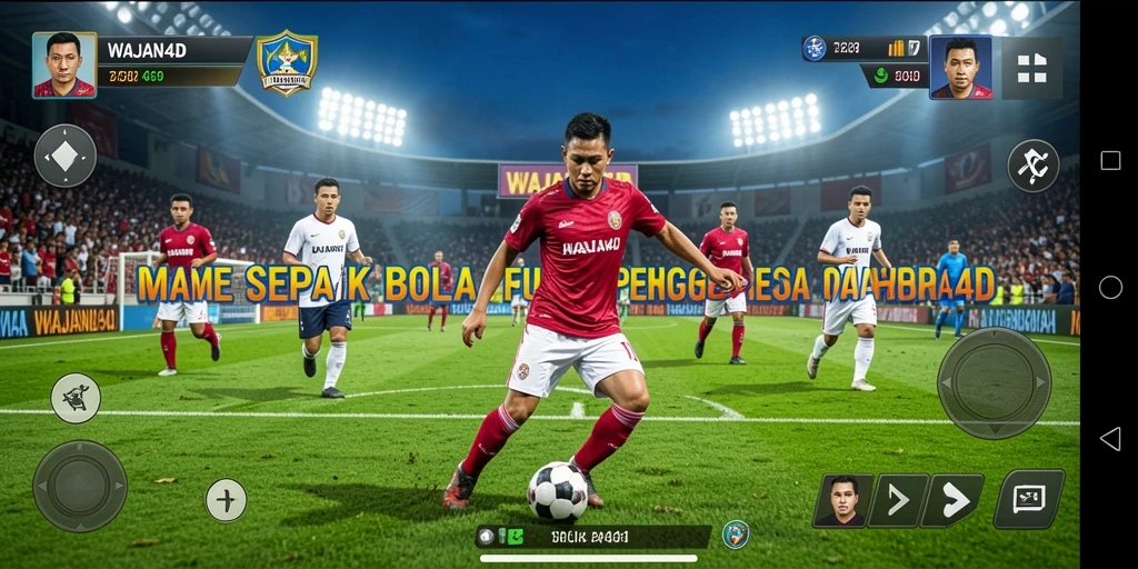 Tampilan gameplay menegangkan dari WAJAN4D di lapangan sepak bola.